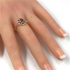 Synthetic Almandine Garnet Lady's Silver & Stone Ring 925 Silver 2.5g Size:8